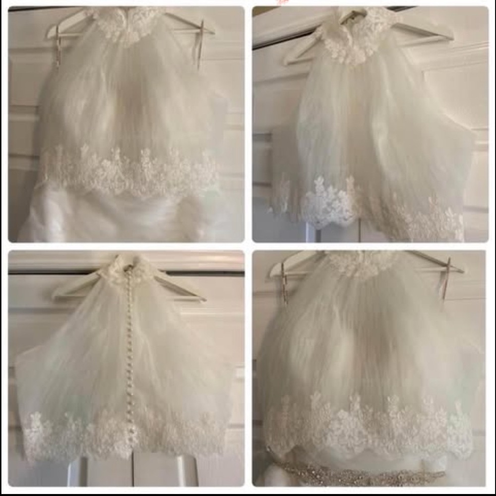 Elegant, custom made, Ivory Lace halter style wedding dress topper.